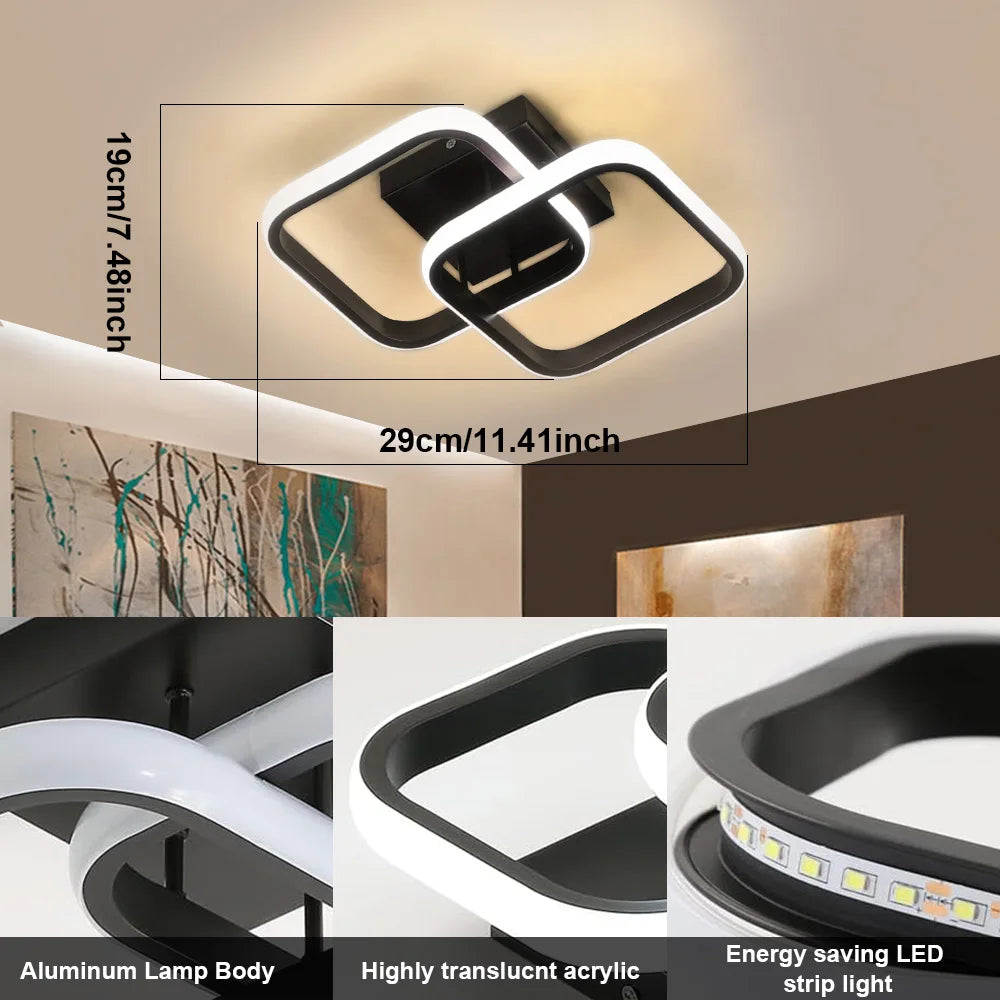 Modern LED Ceiling Light 2 Rings Creative Design Small Aisle Ceiling Lamp Indoor Lighting Fixtures Hallway Balcony Office Lustre
