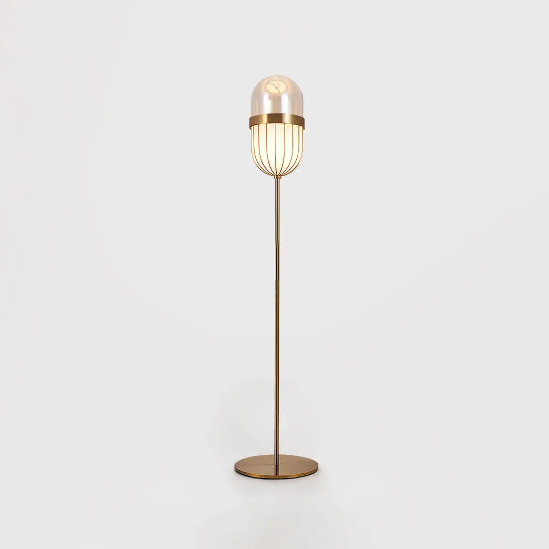 Modern Contemporary Golden Steel Metal Floor Lighting Standing Lamp with Lantern Glass LED Gold Novelty European Nordic OGS/ OEM