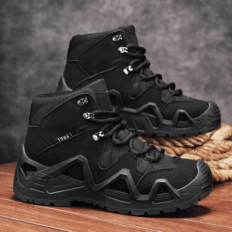Men's Hiking Boots Outdoor Hiking Anti Slip Training Work Shoes Green Thick Soled Sports Shoes 2025 New Autumn and Winter Boots
